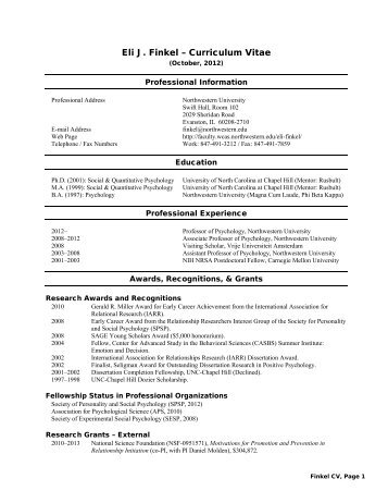 Eli J. Finkel – Curriculum Vitae - Weinberg Faculty Web Server ...