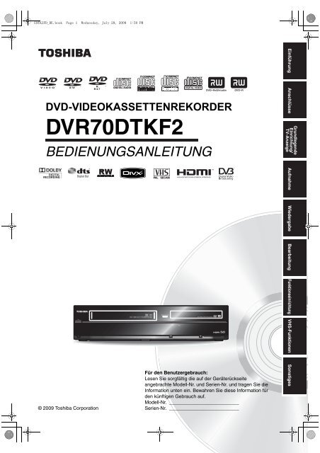 DVD-VIDEOKASSETTENREKORDER ... - Toshiba-OM.net