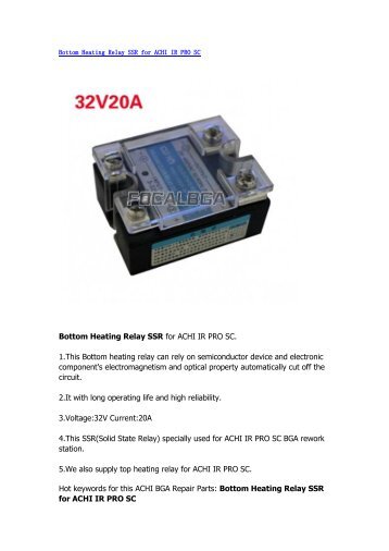 Bottom Heating Relay SSR for ACHI IR PRO - BGA Rework Station