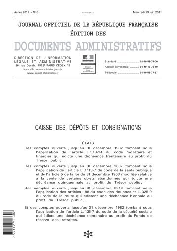 Journal officiel de la République française - Consignations - Caisse ...