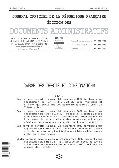 Journal officiel de la République française - Consignations - Caisse ...