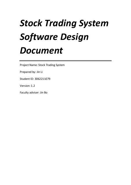 Stock Trading System Software Design Document - Read