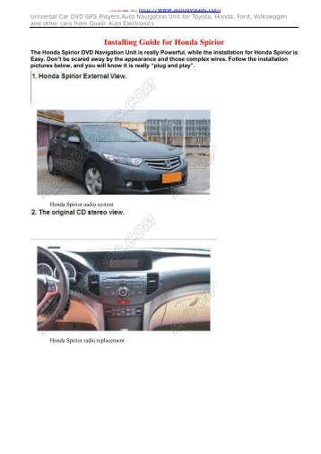 Installing Guide for Honda Spirior - Car DVD Player
