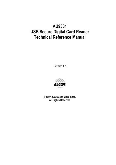 what is alcor micro usb 2.o card reader what is alcor micro usb 2.o card reader