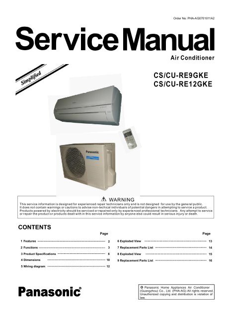 CS/CU-RE9GKE CS/CU-RE12GKE Air Conditioner