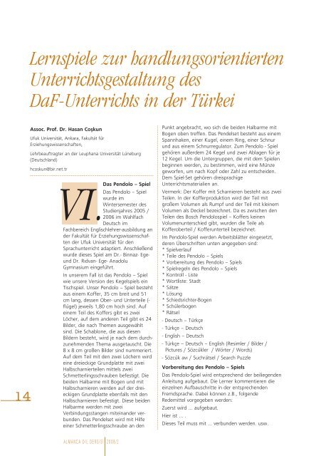 für die praxis einblicke rückblicke projekte - Türkiye Almanca ...