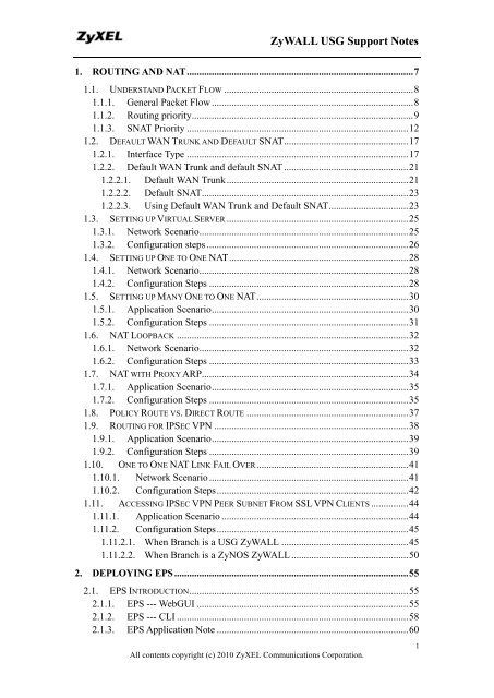 ZyWALL USG Support Notes - Zyxel