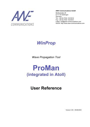 WinProp Wave Propagation Tool ProMan - AWE-Communications