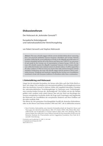 Robert Gerwarth und Stephan Malinowski - Zeithistorische ...