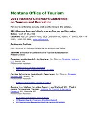 Montana Office of Tourism 2011 Montana Governor's Conference on ...