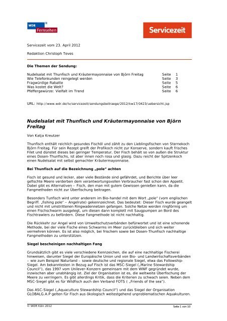 PDF zur Sendung vom 23. April 2012 - WDR.de