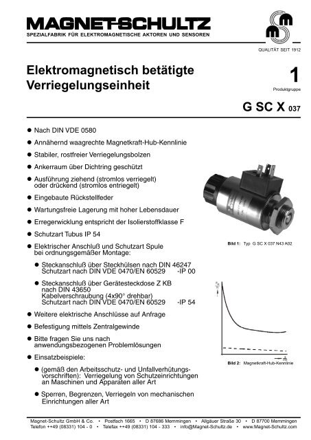 G HU Z 017 Elektromagnetisch betätigte Verriegelungseinheit