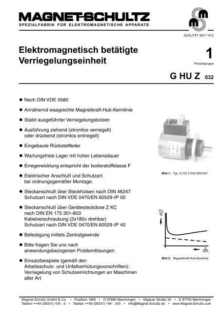 G HU Z 017 Elektromagnetisch betätigte Verriegelungseinheit