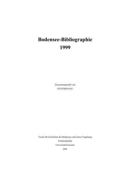 Bodensee-Bibliographie 1999 - KOPS - Universität Konstanz