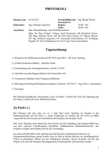 Protokoll GV für ANIF - Gemeinde Anif