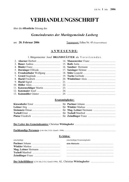 verordnung - Marktgemeinde Lasberg - Land Oberösterreich