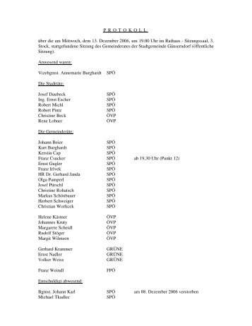 Sitzungsprotokoll - 2006/12/13 - Stadtgemeinde Gänserndorf