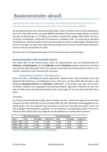 Artikel: Baukostenindex aktuell (DI Peter Scherer) - Bausoftwaremesse