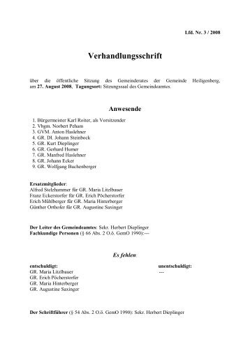 Verhandlungsschrift - Heiligenberg