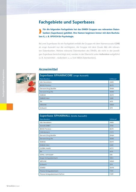 Medizin-Recherche und Datenbankangebot 2012 - DIMDI