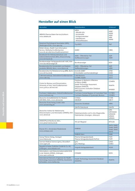 Medizin-Recherche und Datenbankangebot 2012 - DIMDI