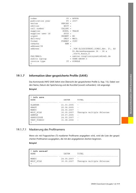 Benutzerhandbuch zur DIMDI ClassicSearch