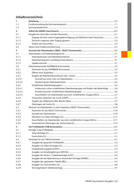 Benutzerhandbuch zur DIMDI ClassicSearch