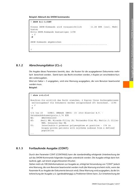 Benutzerhandbuch zur DIMDI ClassicSearch