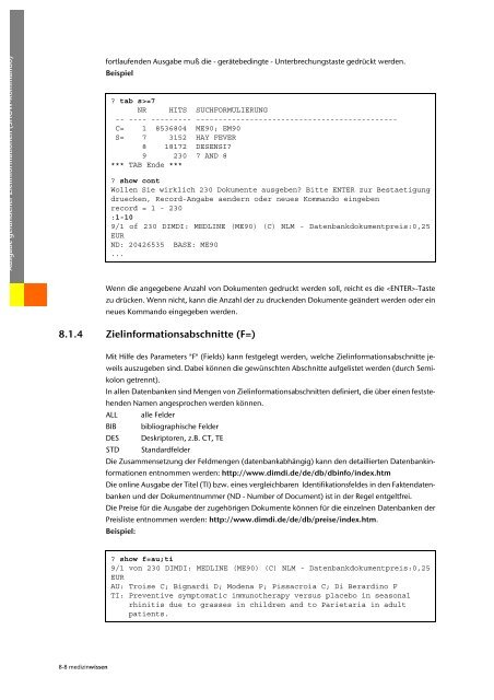 Benutzerhandbuch zur DIMDI ClassicSearch