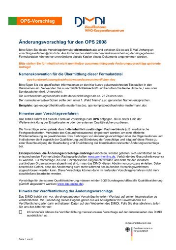 OPS-Vorschlag Änderungsvorschlag für den OPS 2008 - DIMDI