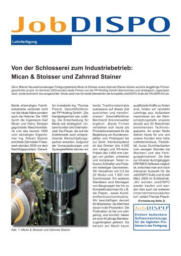 Von der Schlosserei zum Industriebetrieb: Mican ... - zahnrad stainer