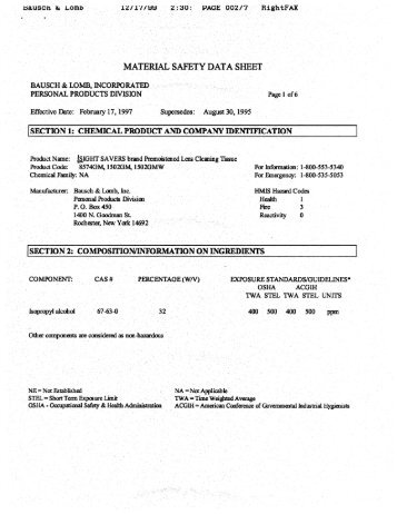 MATERIAL SAFETY DATA SHEET - Compliance Resource Center