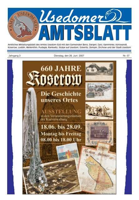 Usedomer Amtsblatt Amt Usedom Sud 