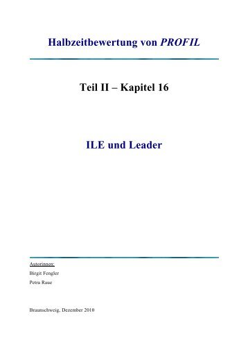Halbzeitbewertung von PROFIL Teil II – Kapitel 16 ILE und Leader