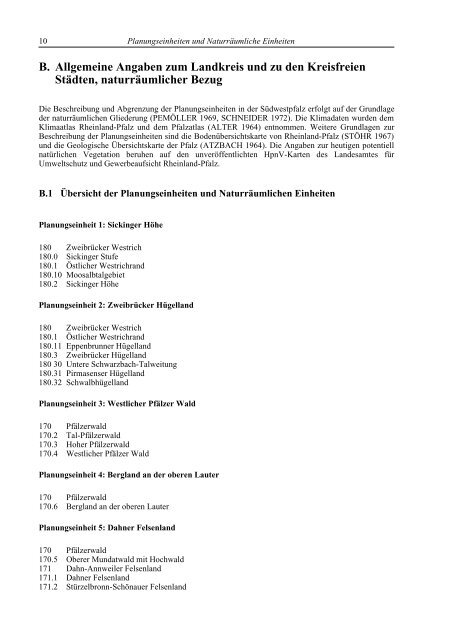 Planung Vernetzter Biotopsysteme Bereich Landkreis Südwestpfalz ...