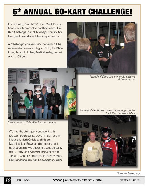 Spring Quarter Newsletter - April, 2006 - Jaguar Club of Minnesota