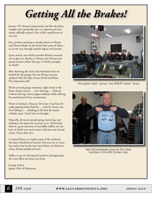 Spring Quarter Newsletter - April, 2006 - Jaguar Club of Minnesota