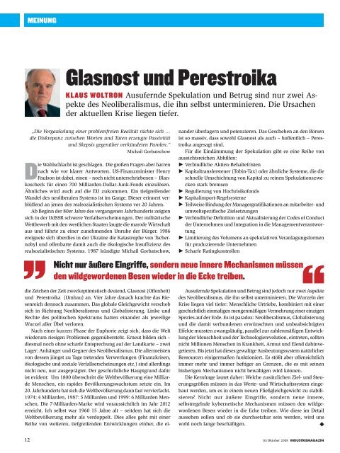 Industriemagazin Oktober/2008.