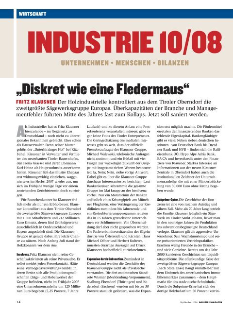 Industriemagazin Oktober/2008.