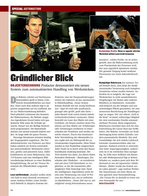 Industriemagazin Oktober/2008.