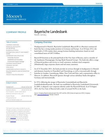 Moody's Company Profile (PDF) - Bayerische Landesbank