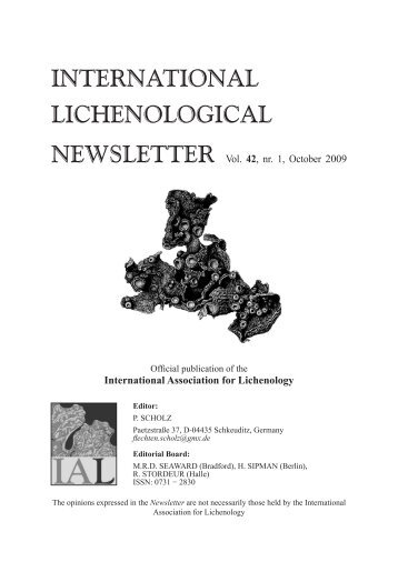 international lichenological - International Association for Lichenology