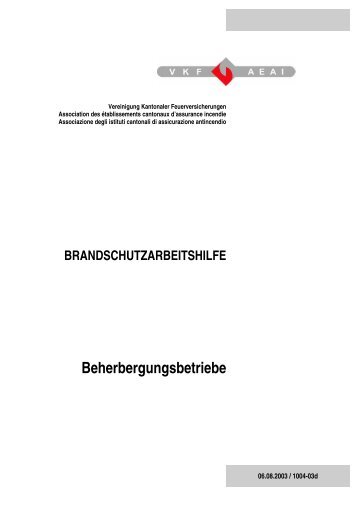 BRANDSCHUTZARBEITSHILFE Beherbergungsbetriebe - VKF