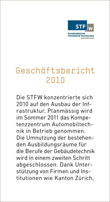 Geschäftsbericht - Schweizerische Technische Fachschule (STF)