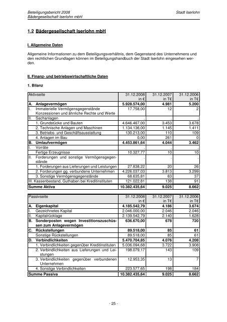 Beteiligungsbericht 2008 - Iserlohn