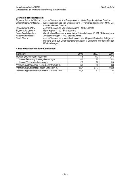 Beteiligungsbericht 2008 - Iserlohn