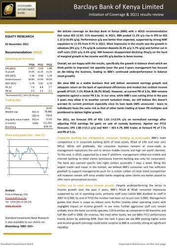 Barclays Bank of Kenya Limited - Standard Investment Bank