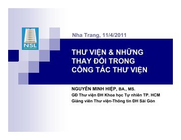 THƯ VIỆN & NHỮNG THAY ĐỔI TRONG CÔNG ... - Thư viện Cao học