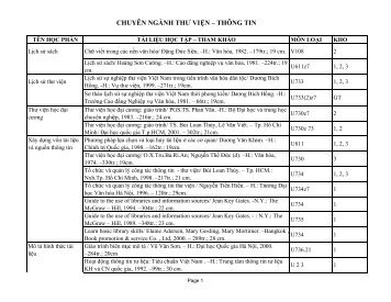 CHUYÊN NGÀNH THƯ VIỆN – THÔNG TIN