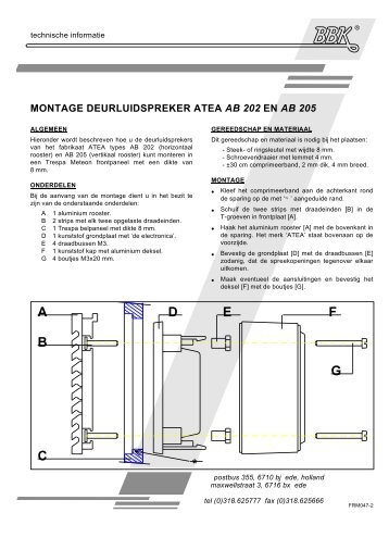 montage atea ab202 en atea ab205 - BBK - briefkasten en belpanelen